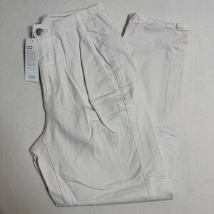 Eileen Fisher Tap Ankle Pants Pleated Organic Cotton Beige‎ Womens Size 6